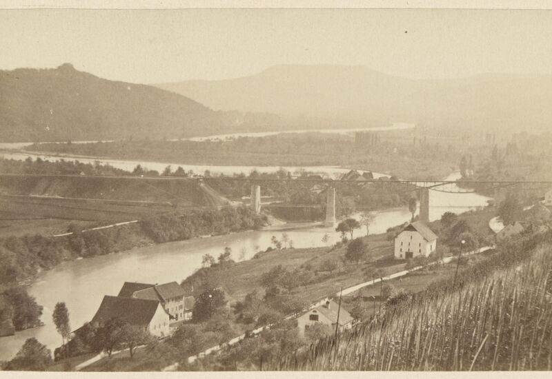 Vor 1892, Aareauen, Eisenbahnbrücke erbaut 1873 bis 1875